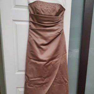 Tan/Brown Satin Ball Gown
